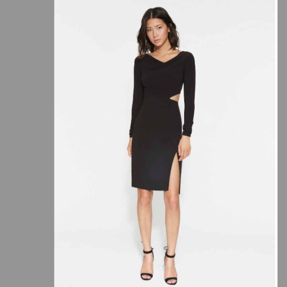 Halston Heritage Crepe Dress with Metallic Piping